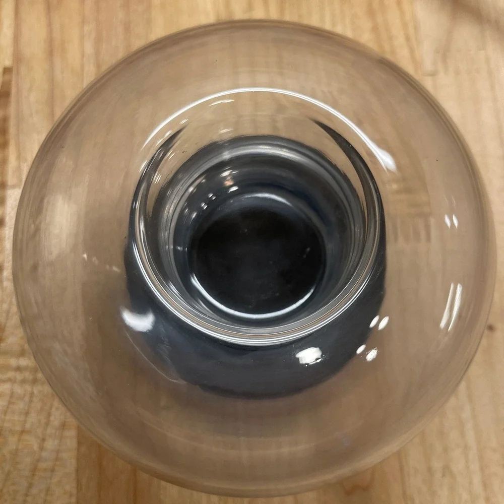 Vunder Glass Orb Votive Candle Holder Wood Grain Base Modern Minimalist 4x5